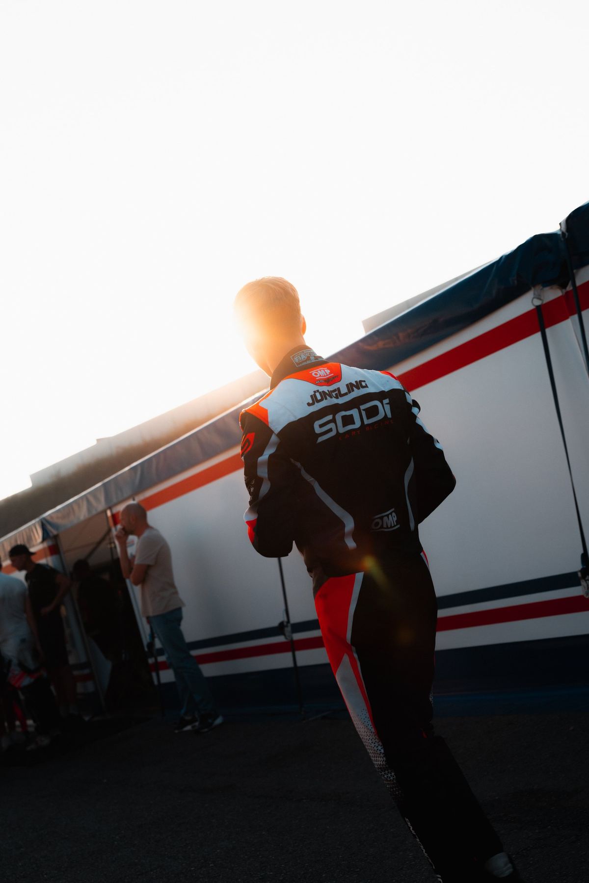 In the garage with the team